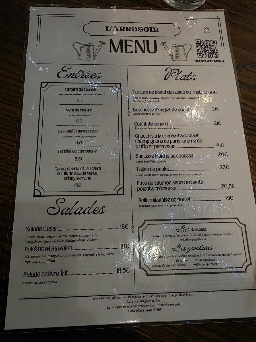Menu Cafe Restaurant L’Arrosoir-1